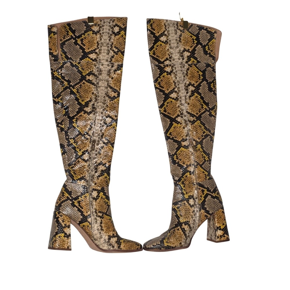 Circus by Sam Edelman Faux Snakeskin Knee High Boots Women's 8.5 Western Y2K